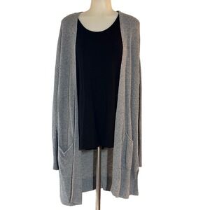 SONOMA GOODS FOR‎ LIFE Gray Knit Long Open Front Cardigan Sweater Women's Size L